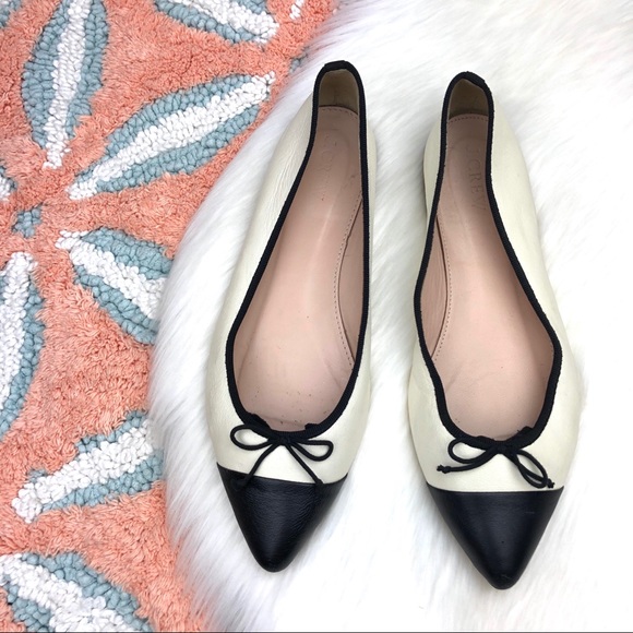 J. Crew Shoes - J.Crew Cap Toe Chanel Style Point Bow Flats.